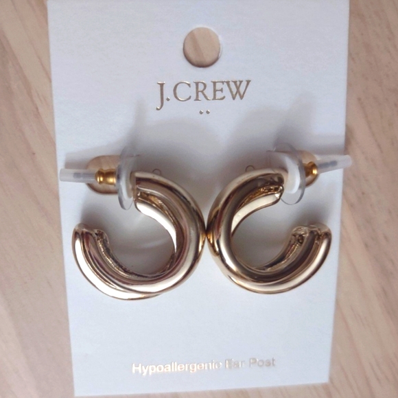 J. Crew Gold Chunky Hoop Earrings Y2K Bling - Picture 2 of 2